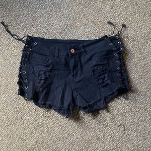 Black Corset Tie Shorts